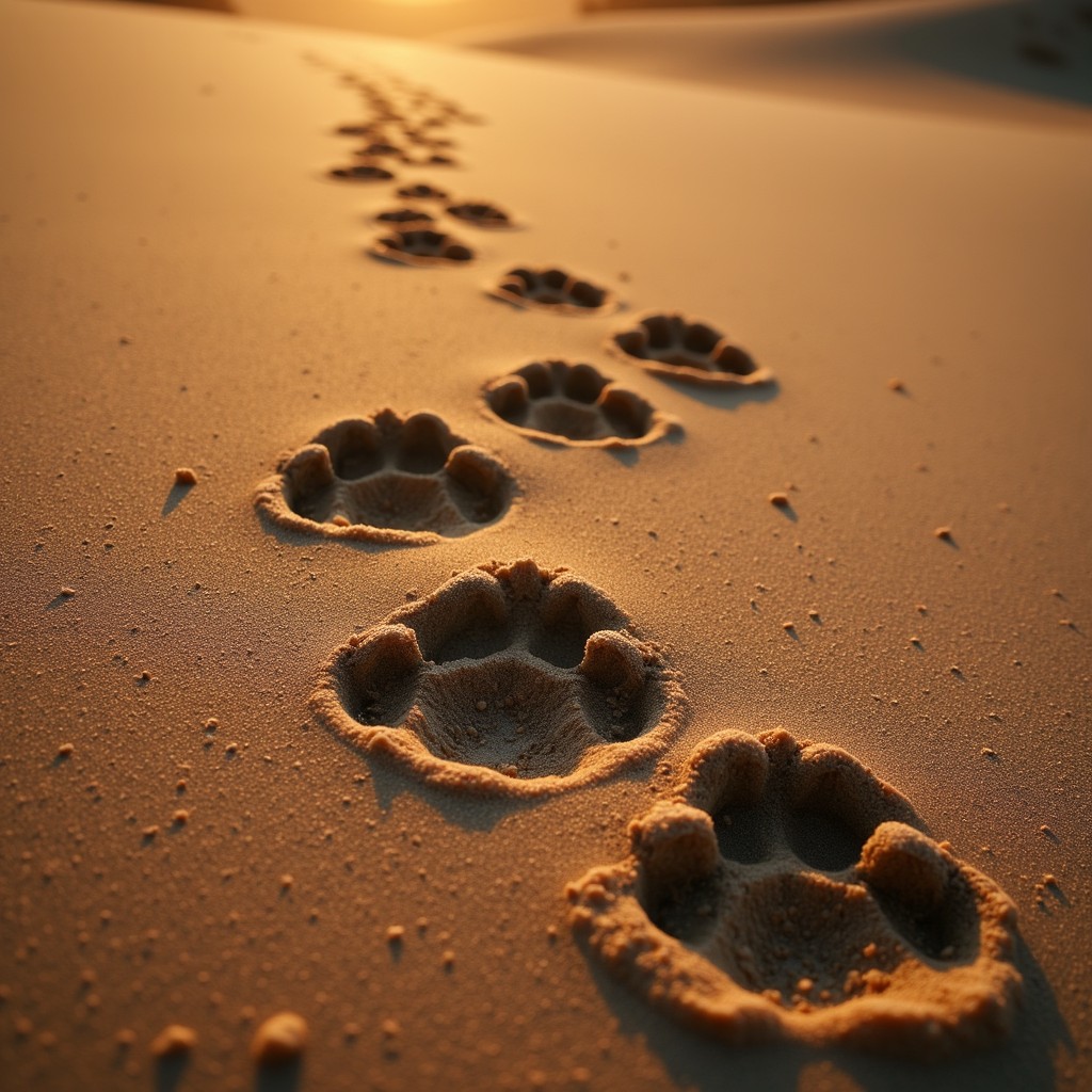 Dog silhouetted against golden hour sunset